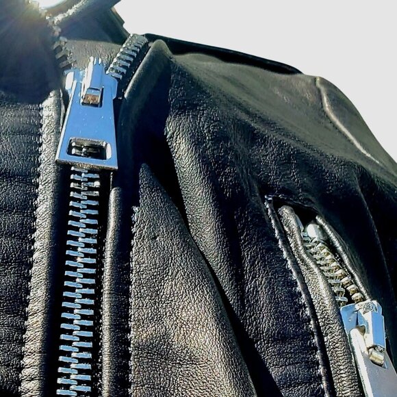 Hipchik Couture Rhinestone Crystal Love Black Lambskin Leather Jacket S M Moto - Picture 10 of 12